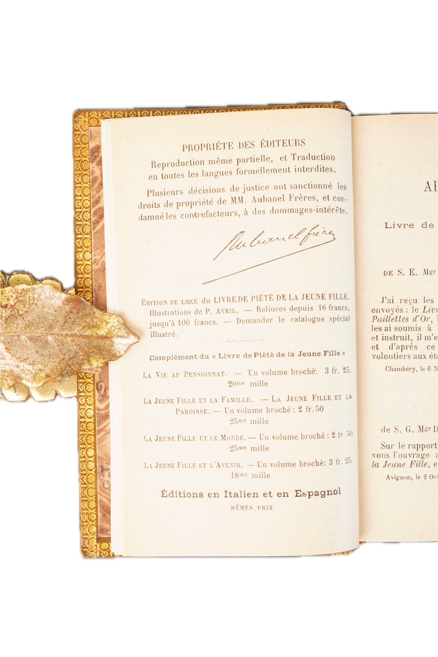 1882 Adrien Sylvain Livre de Piété de la Jeune Fille