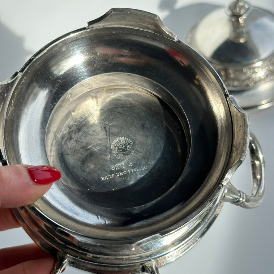 Antique 1880 Wilcox Silver-Plated Caviar or Butter Dish with Glass Insert