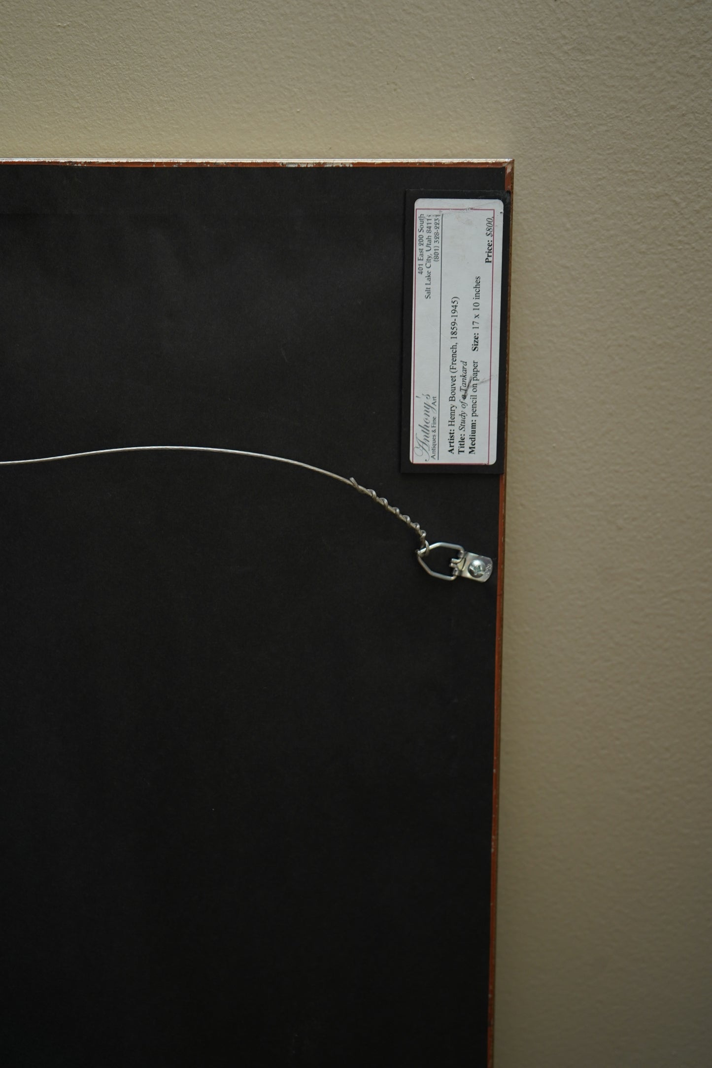 Henry Bouvet (French, 1859–1945) – Study of a Tankard, Signed Pencil Drawing on Paper, Framed