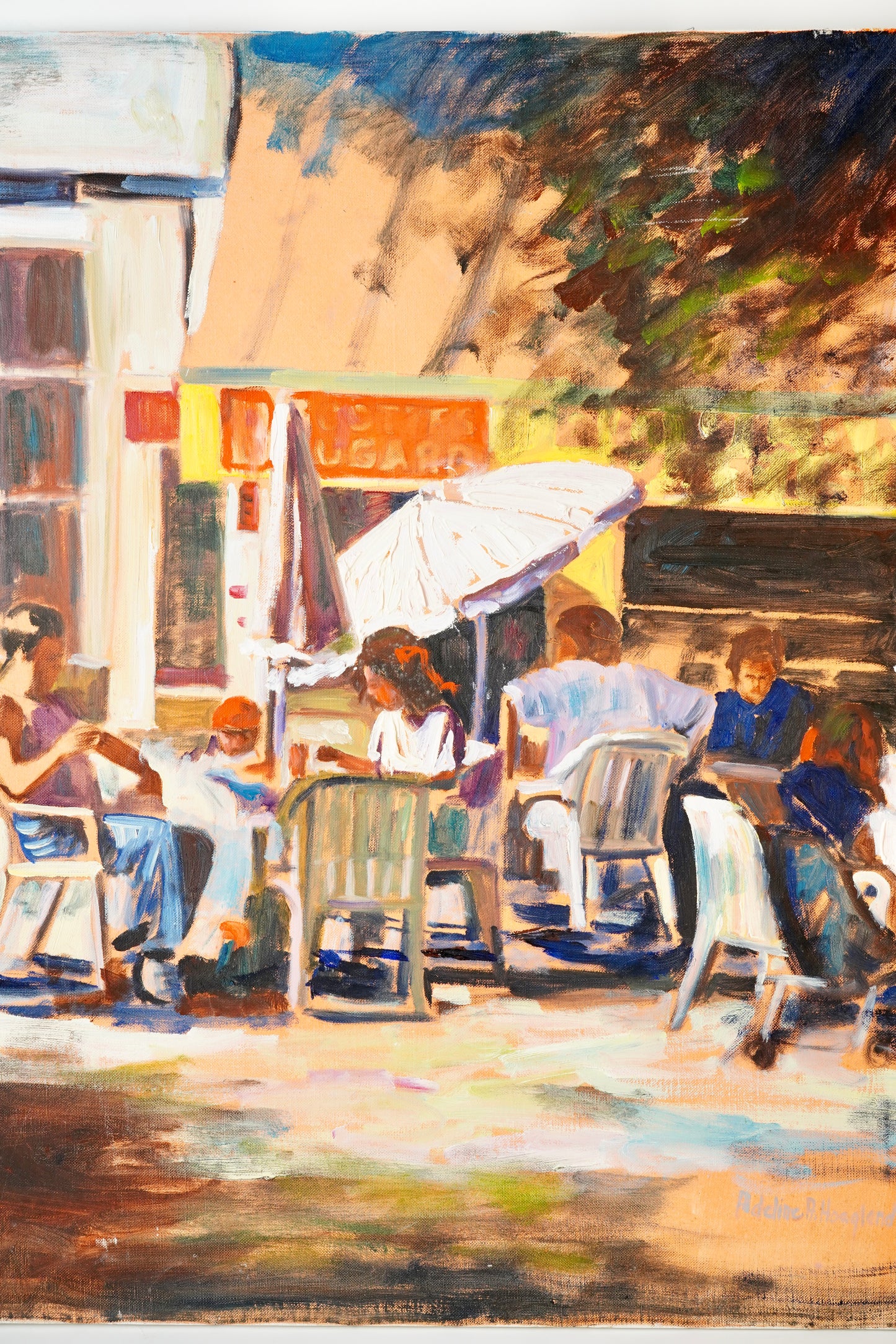 Sunny Street Dining Oil Painting by Adeline Hoagland