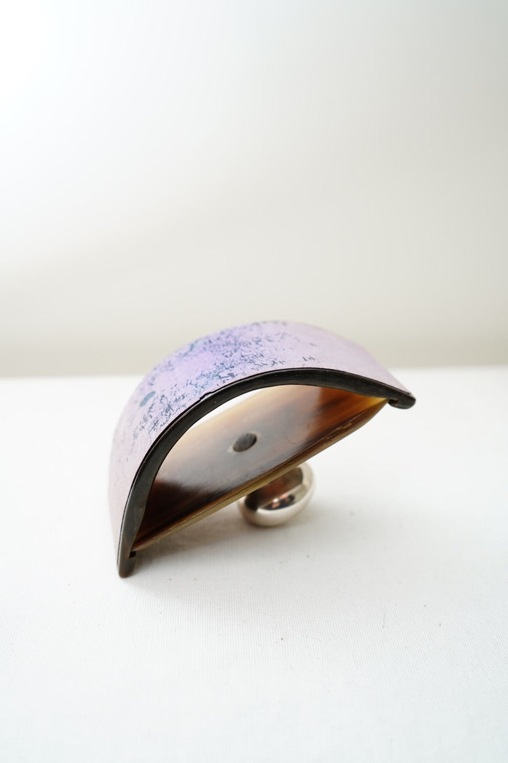 Antique Rocking Desk Ink Blotter, Horn and Hallmarked Silver Knop, English c. 1900