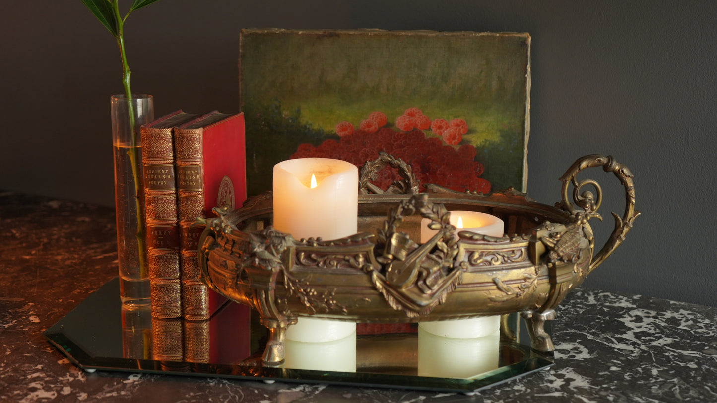 Antique French Brass Jardiniere | Centerpiece