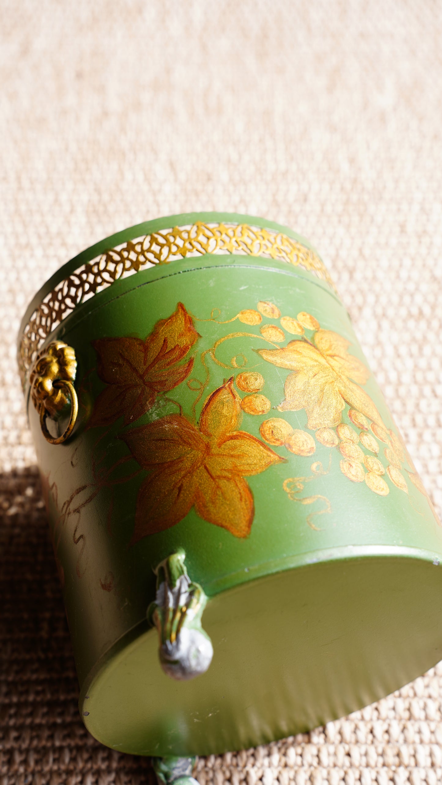 Vintage Hand-Painted Tole Planter, Small