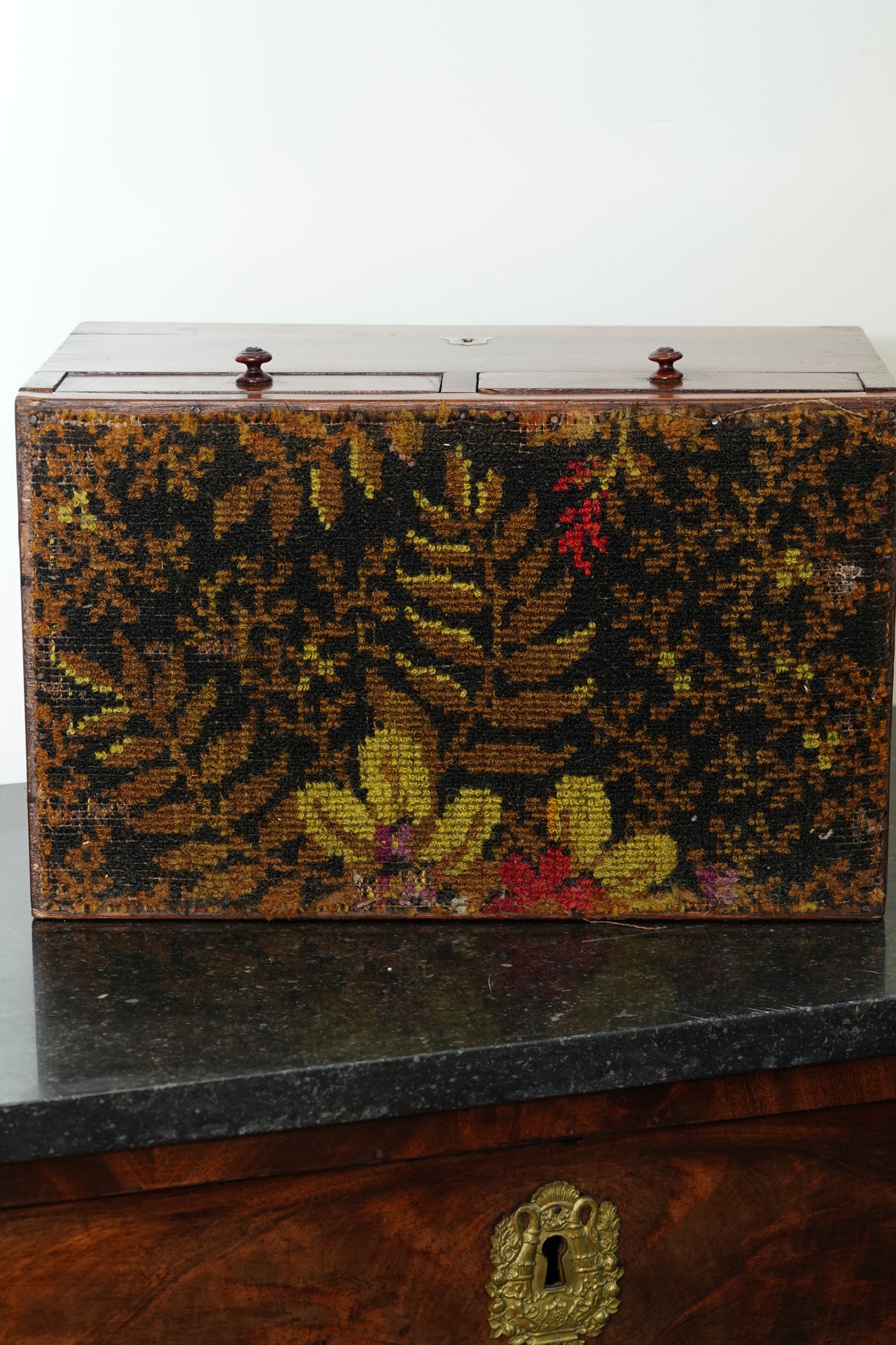 Antique Mahogany Dressing Box with Two Drawers, Circa 1840