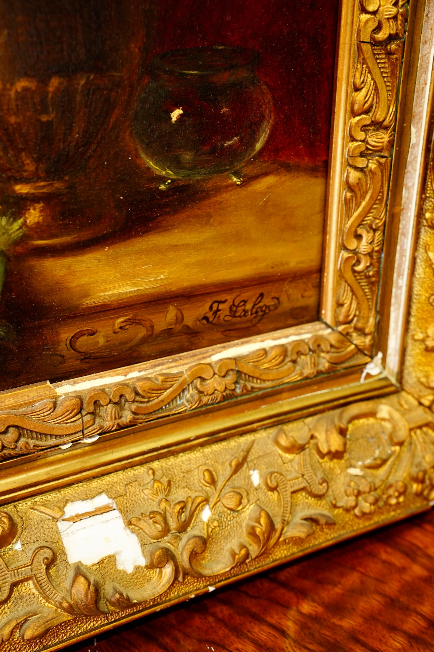 Antique French Oil Painting Still Life, Signed