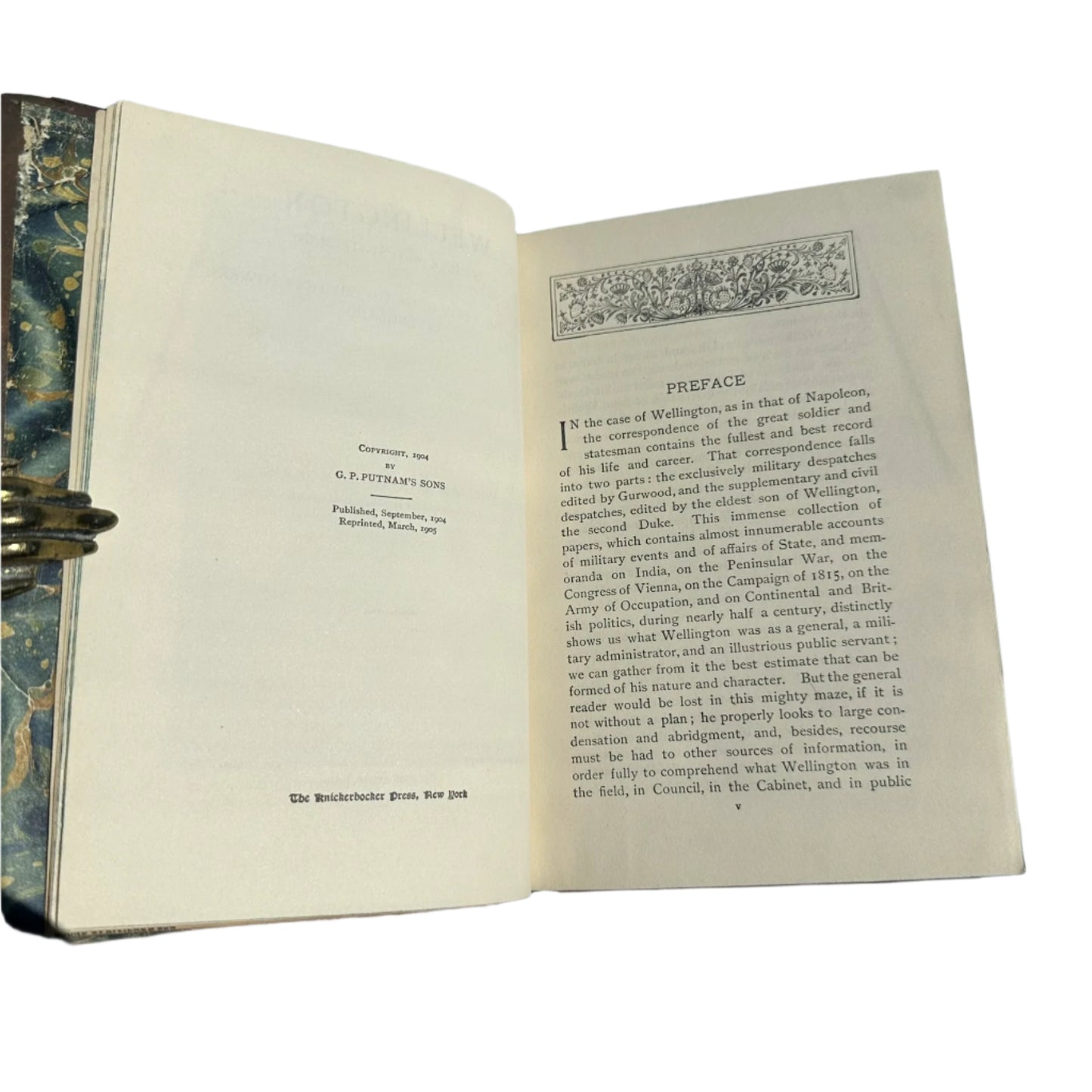 1905 "Wellington" Brown Full Leather Prize Binding Book