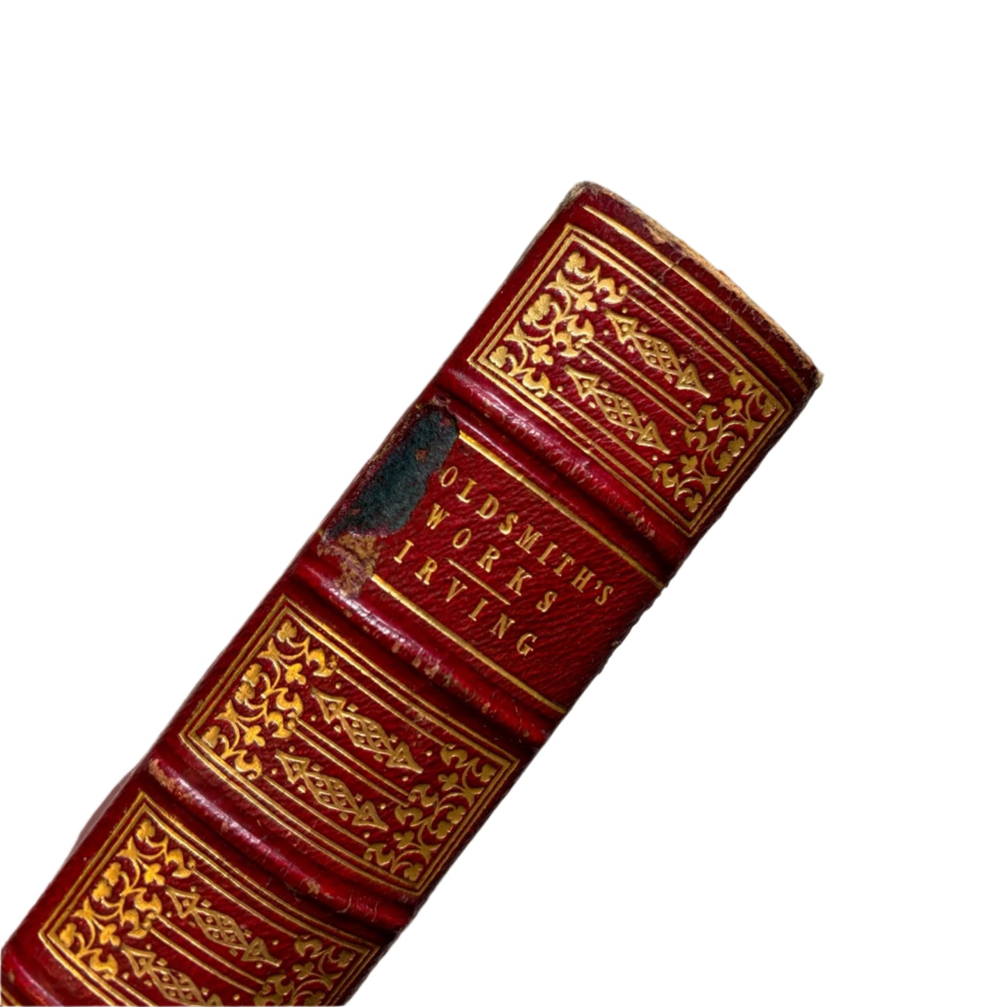 Antique Poetry Red Leather Book "The Works of Oliver Goldsmith"