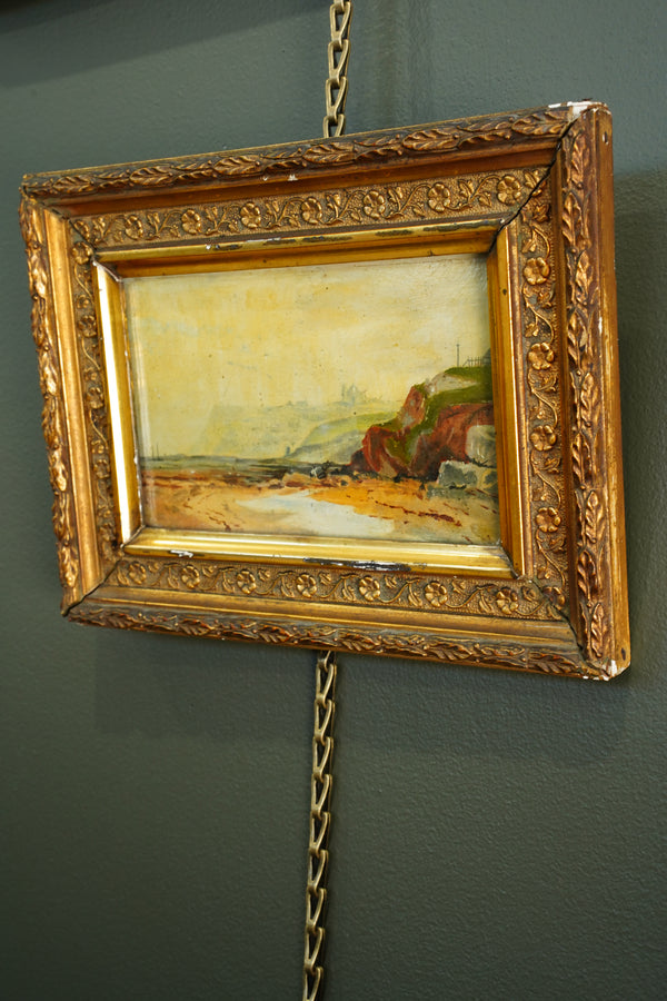 Antique English Coastal Oil on Card, Attributed to Alfred H. Bool, Circa 1900