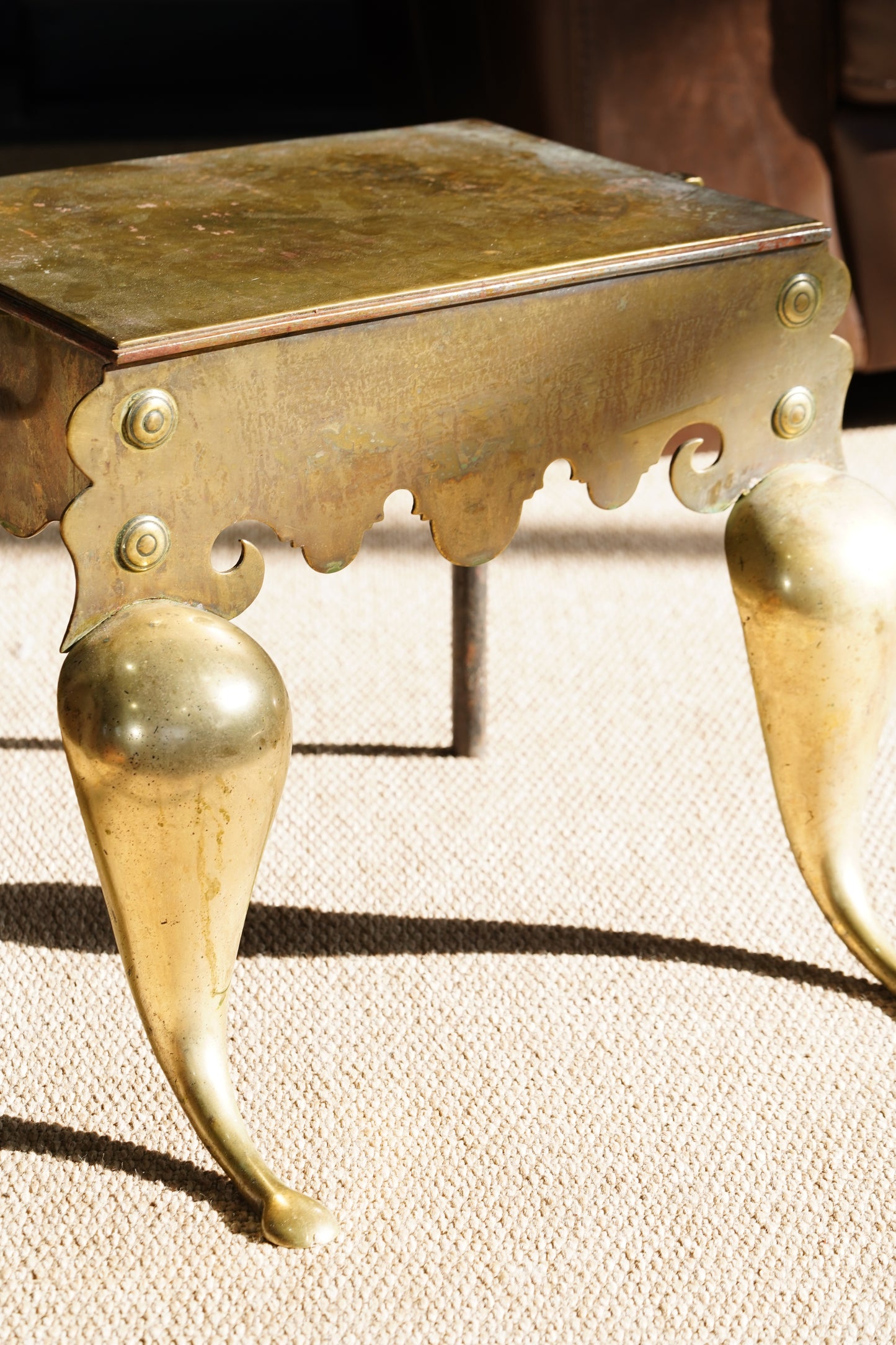 Antique English Brass Footman | Step Stool