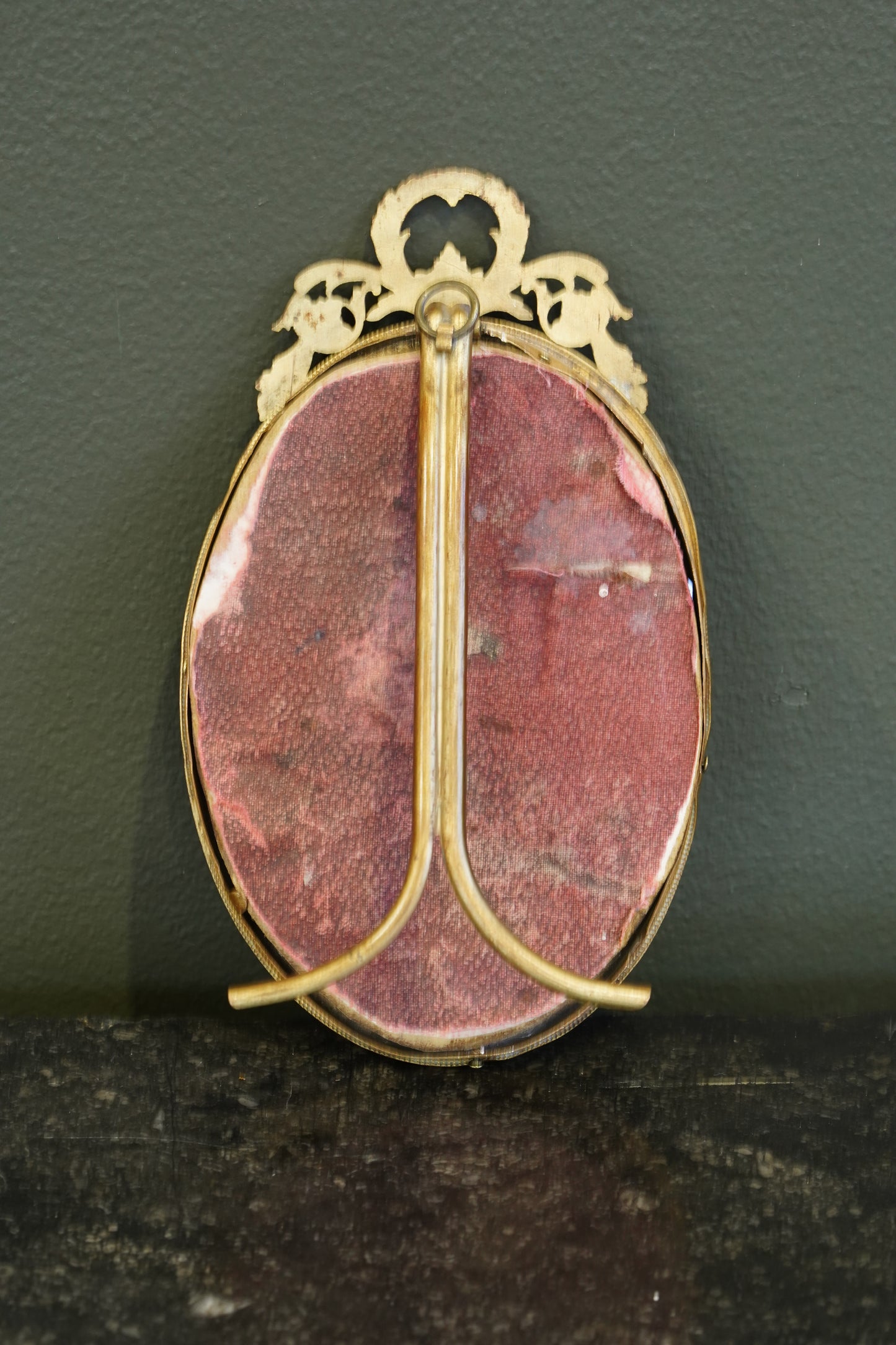 Antique French Gilt Brass Oval Picture Frame