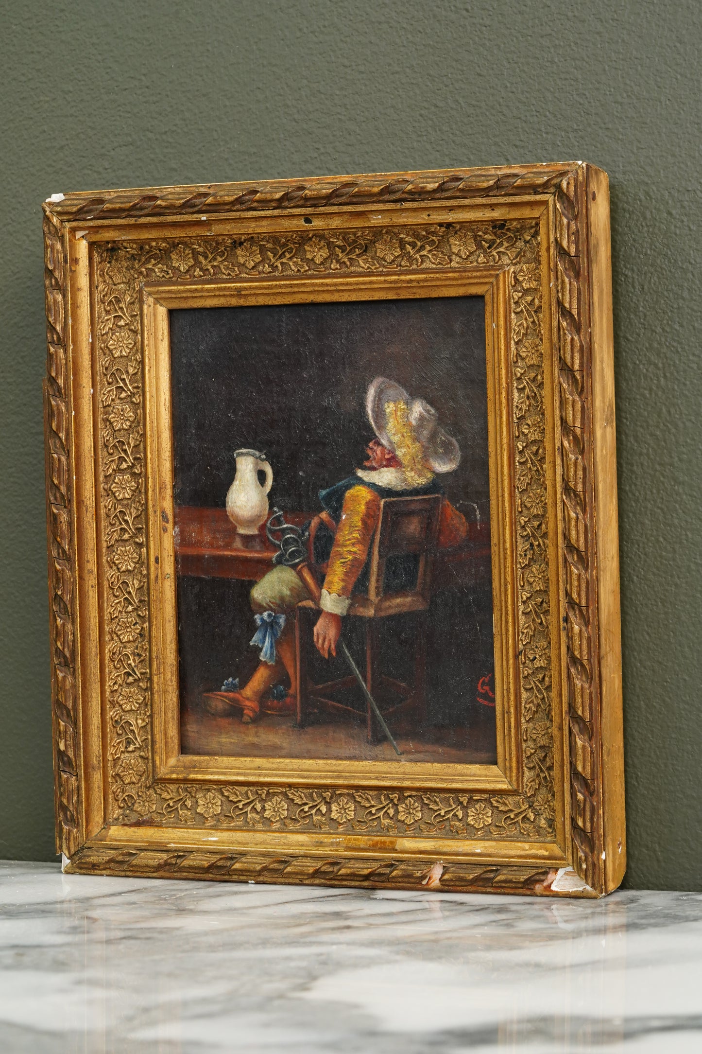 European Cavalier Cabinet Picture, Manner of Meissonier, Ca. 1900