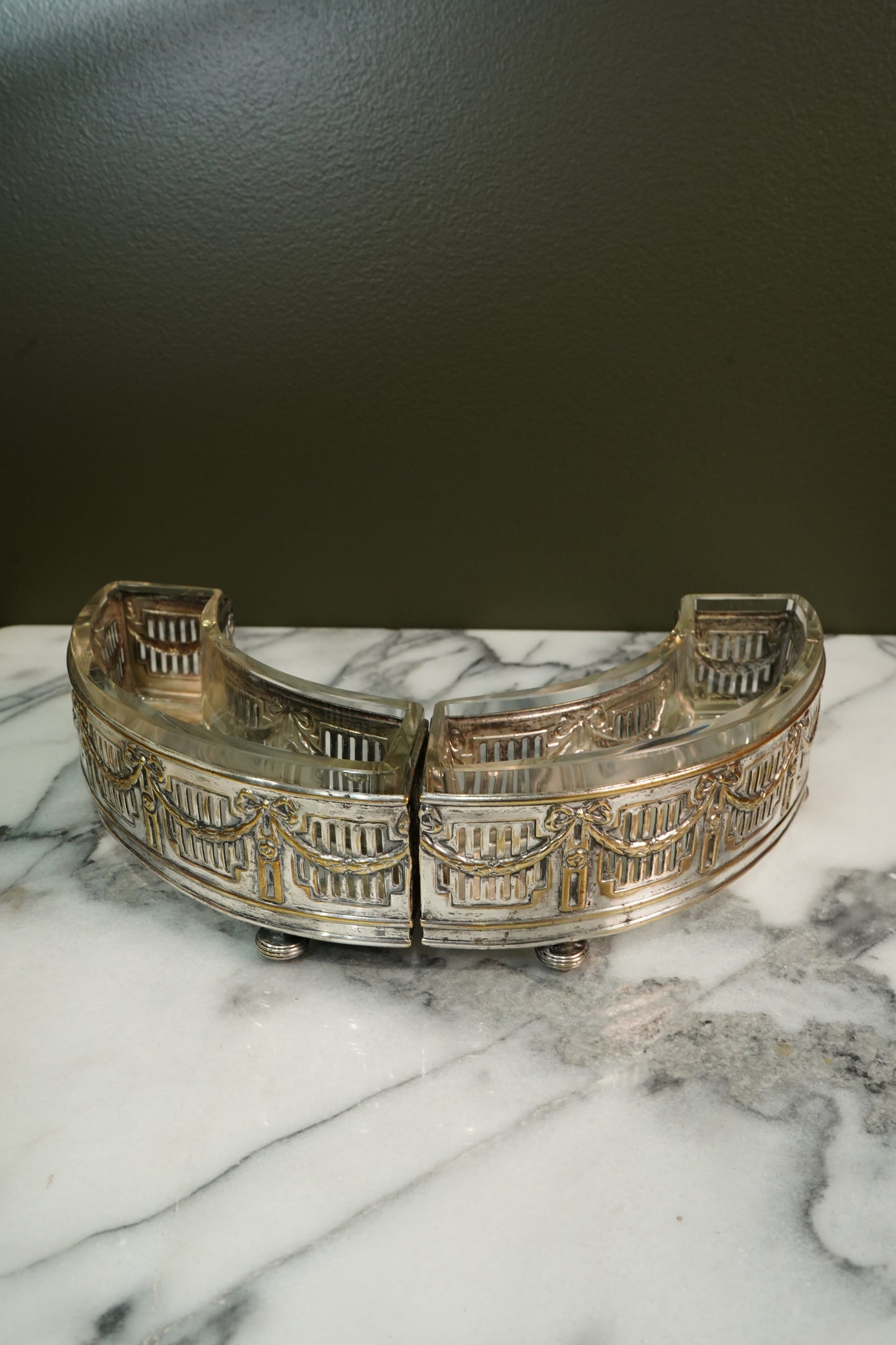 Antique Silverplate Demilune Jardinieres - Pair