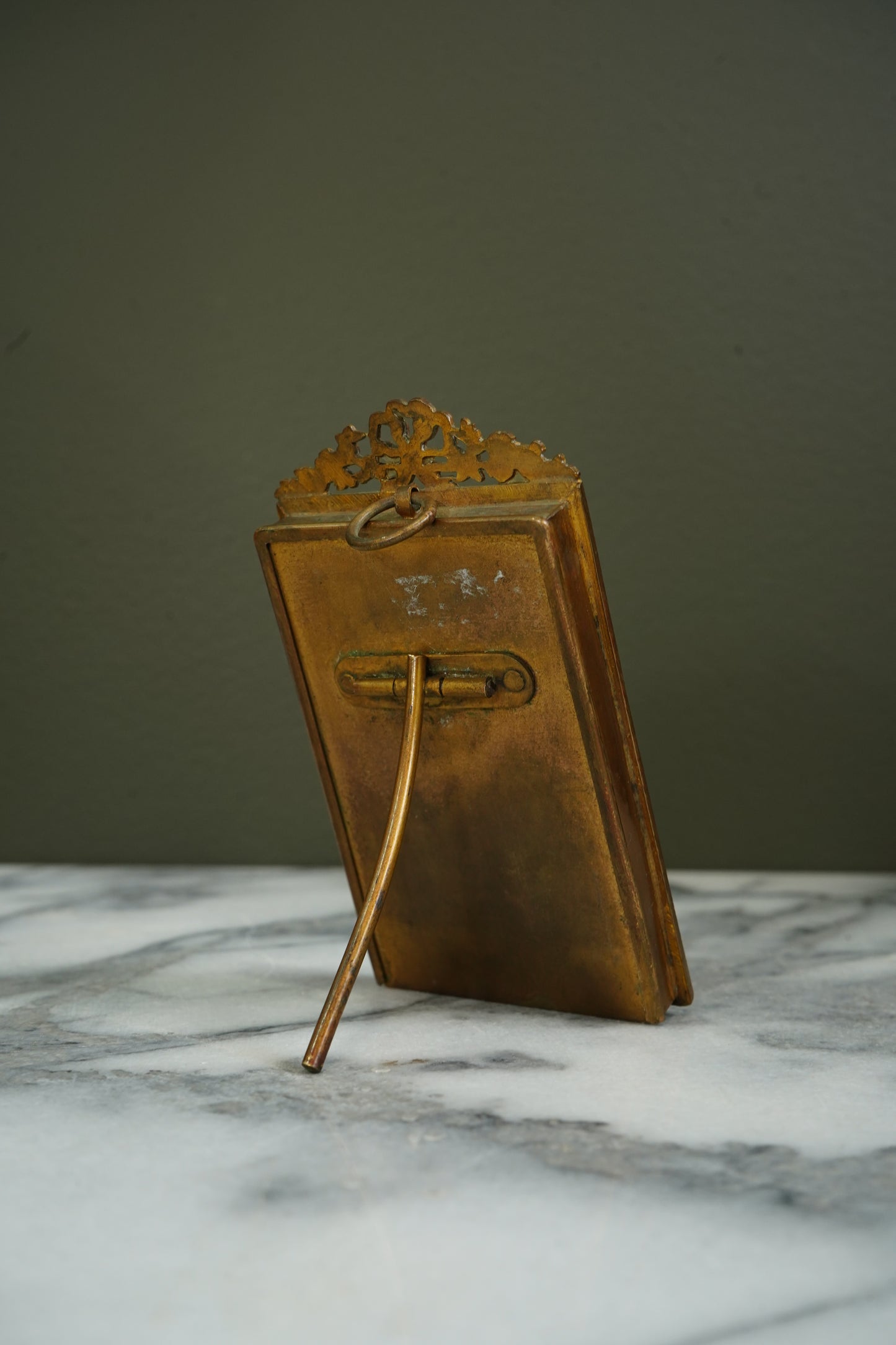 Mini Antique French Louis XVI Gilt Brass Picture Frame, Circa 1900