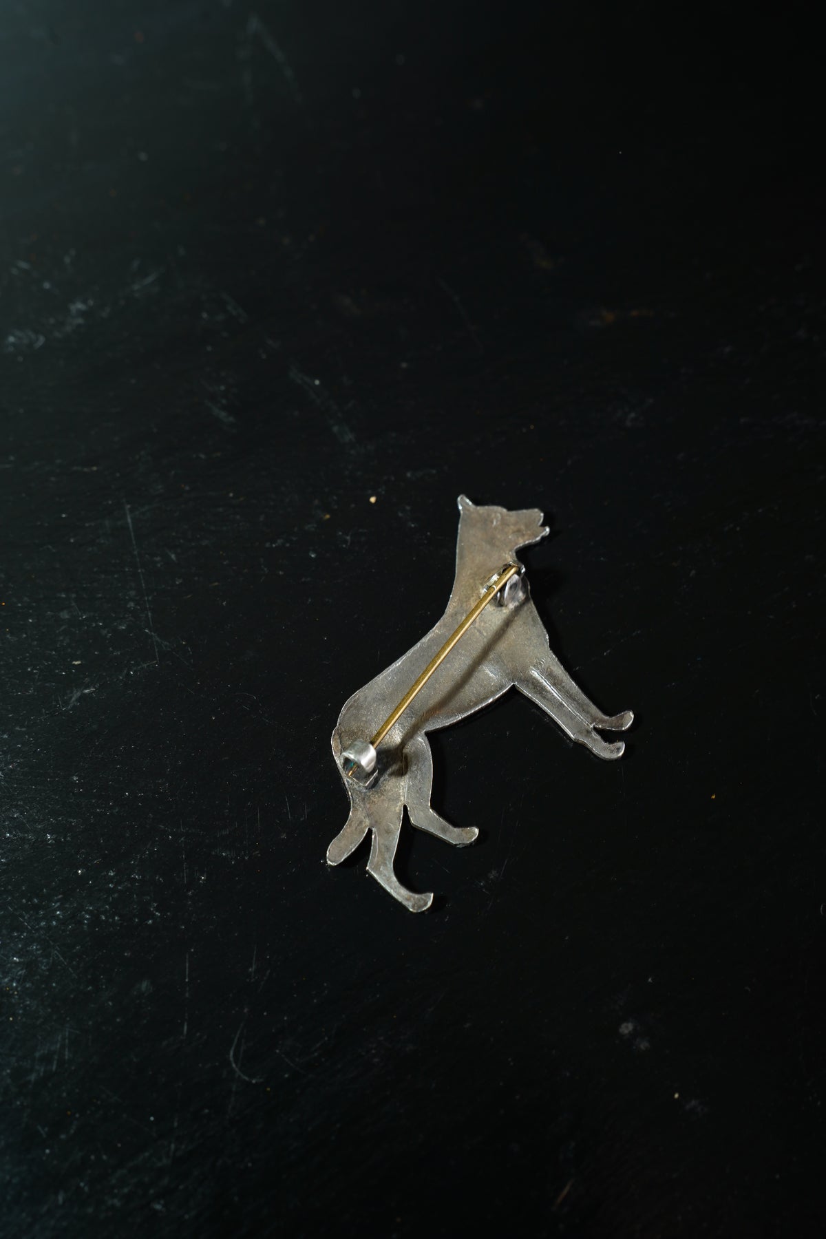 Antique English Silver German Shepherd Dog Brooch
