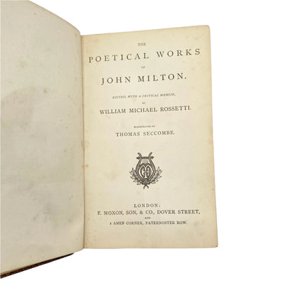 John Milton Poetical Works Victorian Full Morocco Leather