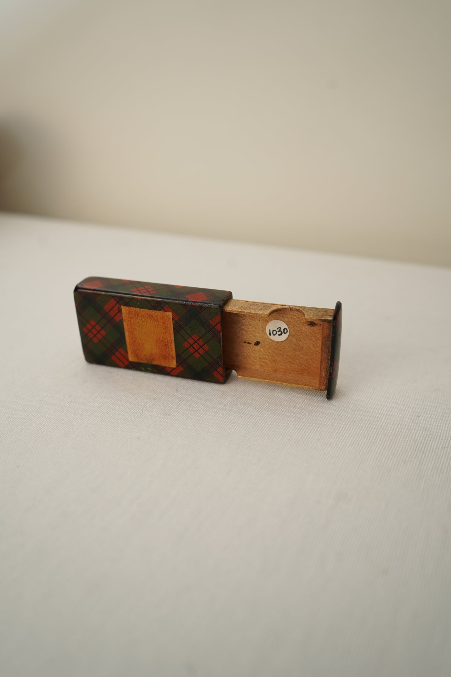 Victorian Scottish Tartanware Sliding Stamp Box, c. 1860–1890