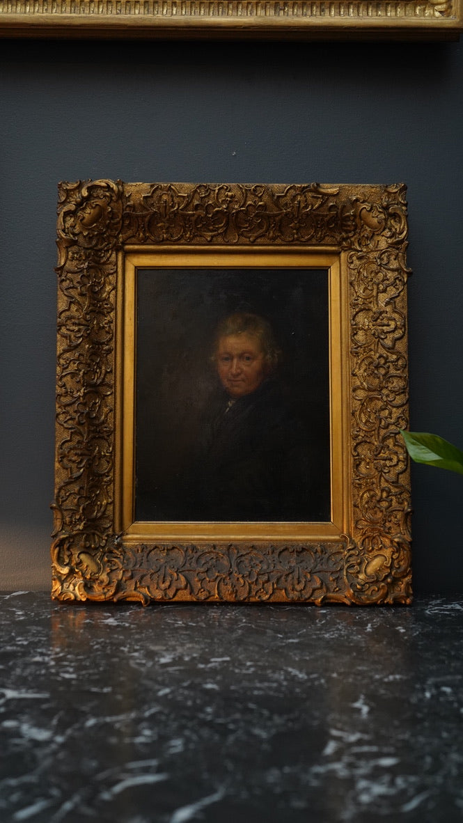 Antique English Portrait of Rev. Robert Clarke Caswall, after John Linnell, Oil on Board Painting