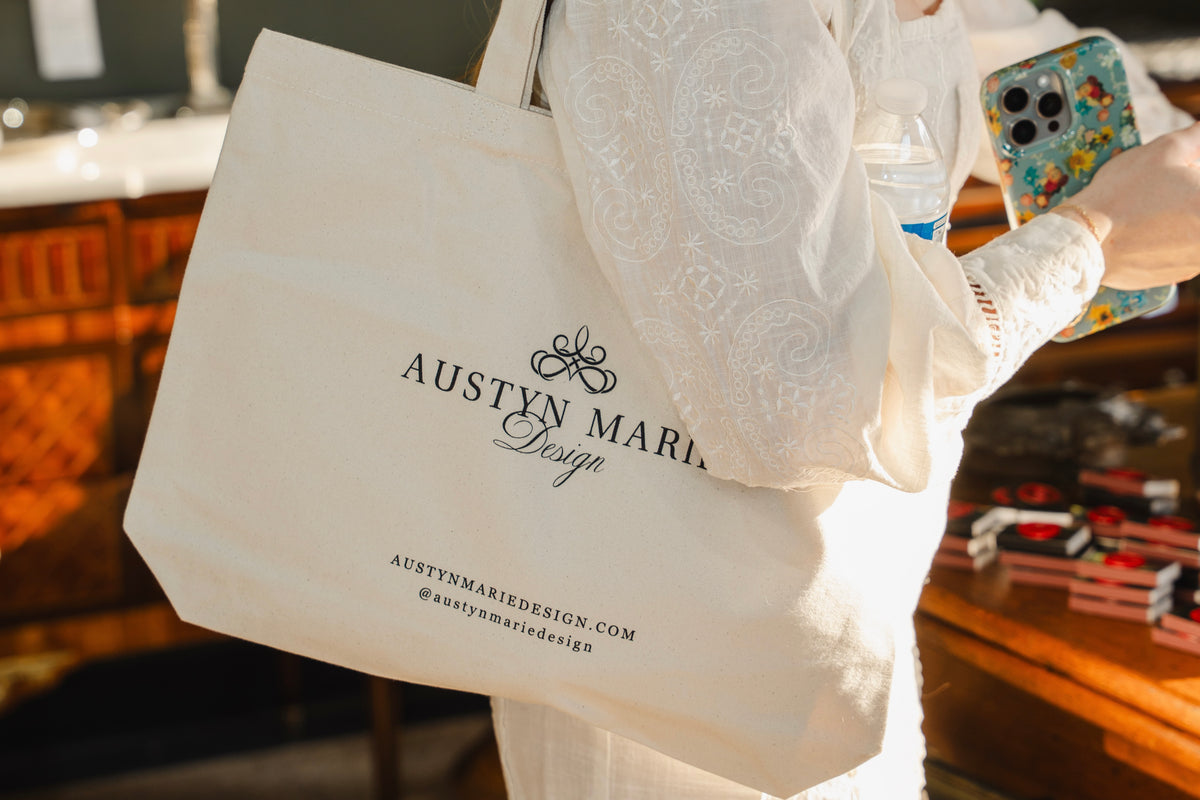 Austyn Marie Design Linen Blend Tote Bag