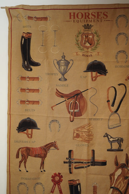 Large Equestrian Wall Tapestry – Horses Equipment Jacquard, European Made NEW