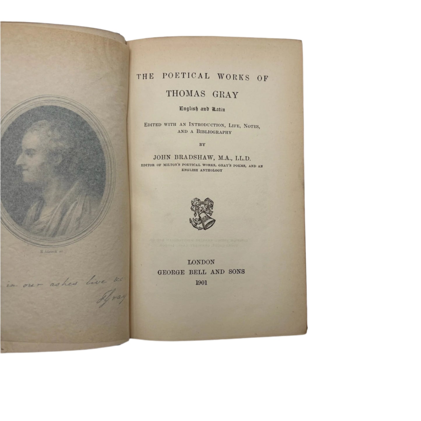 Antique 1901 Poetry Book The Poetical Works of Thomas Gray in Prize Leather Binding