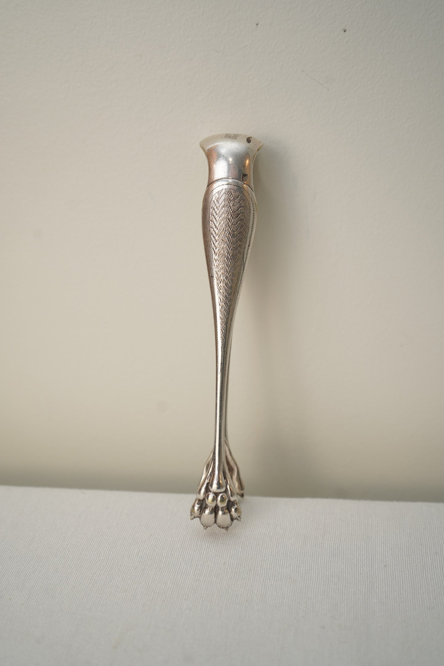 Antique French Silver Plate Sugar Tongs with Paw Feet, c. 1890–1930