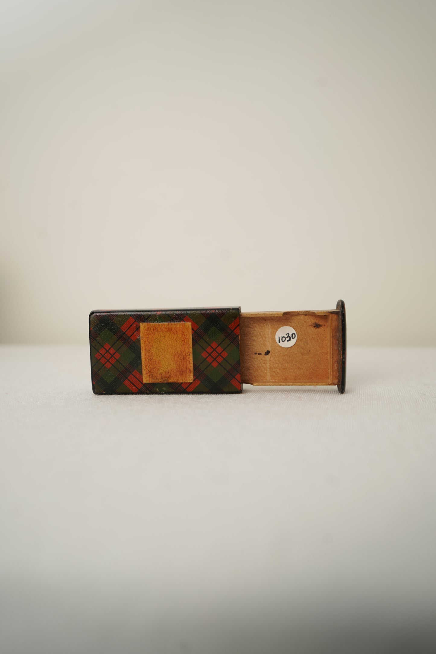 Victorian Scottish Tartanware Sliding Stamp Box, c. 1860–1890