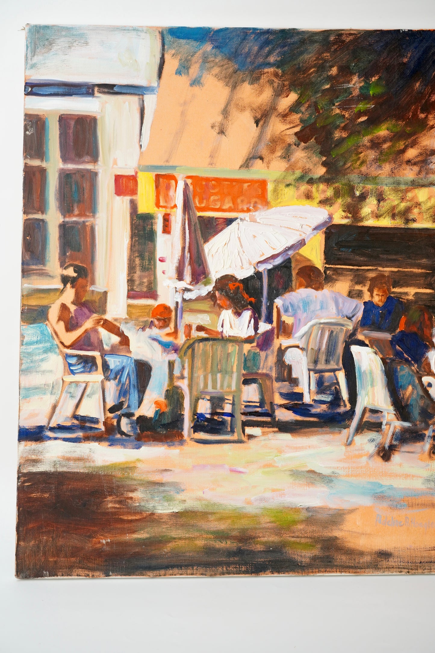 Sunny Street Dining Oil Painting by Adeline Hoagland
