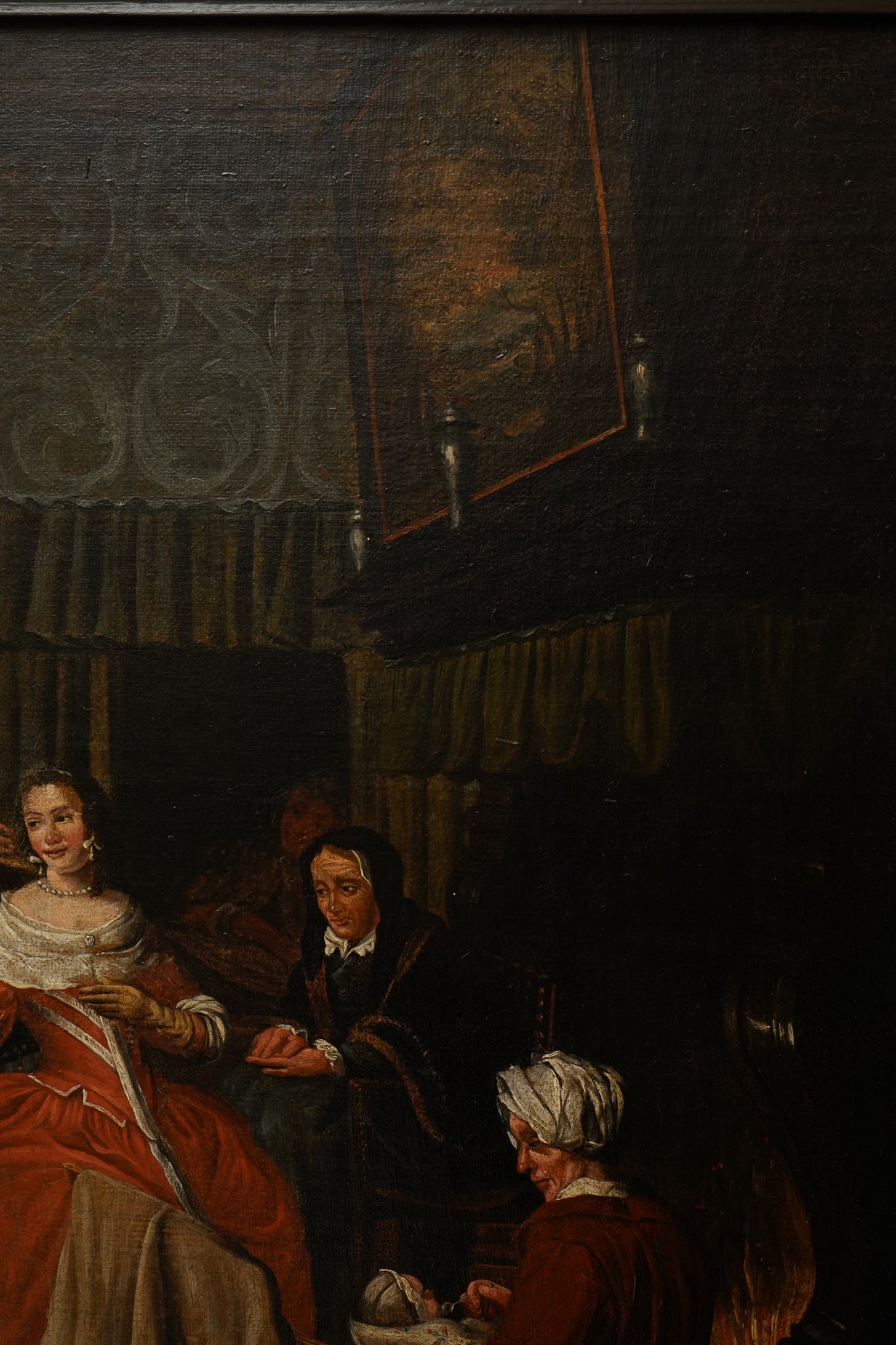 "Meeting in the Parlour" Oil on Canvas Attributed to Jan Josef Horemans (Belgium artist, 1714-1790)