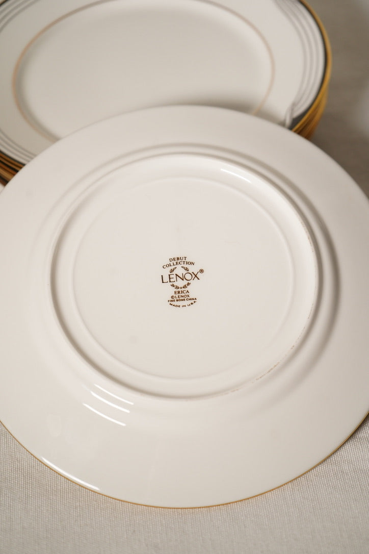 Lenox Black Tie Bread & Butter Plates – Set of 6, 6.5" Ivory China with 24k Gold Trim (Discontinued)