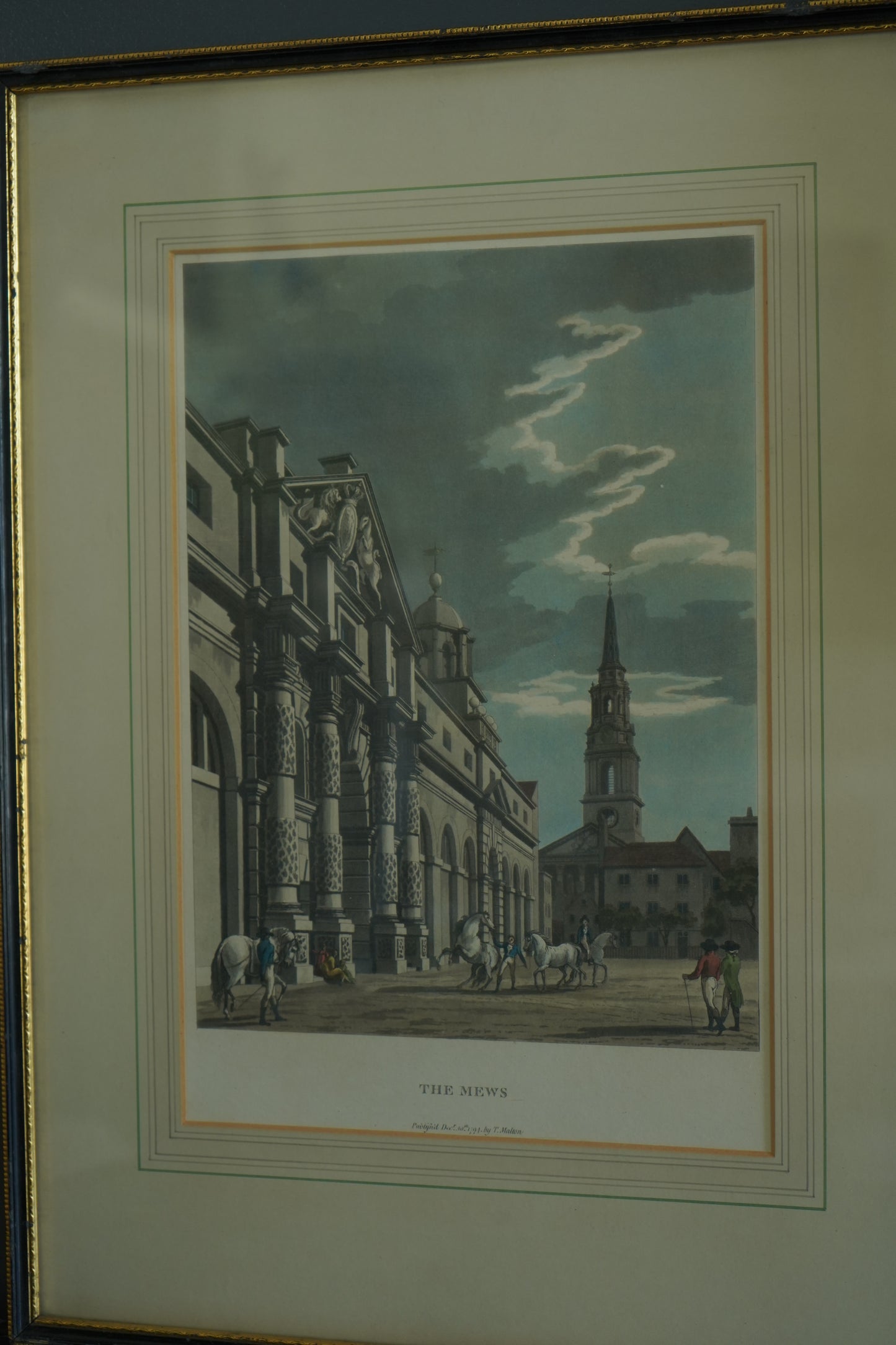 1794 "The Mews" Hand Colored Aquatint Print by Thomas Malton the Younger (1748-1804)