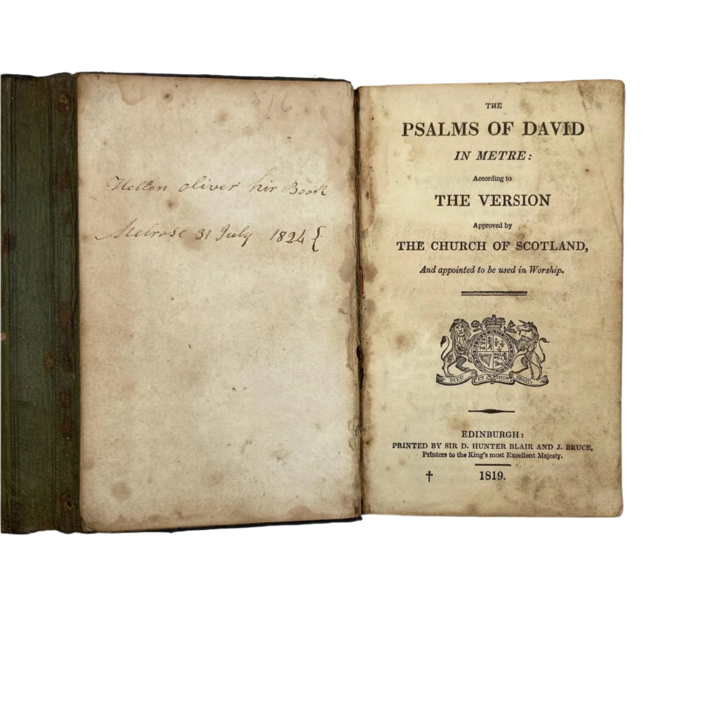 1819 "The Psalms of David" Black Leather Wallet Style Book