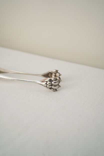 Antique French Silver Plate Sugar Tongs with Paw Feet, c. 1890–1930