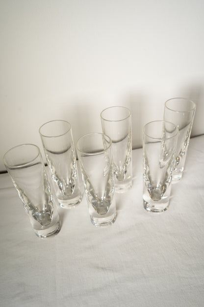 Set of Six 1970s Lucite Sculptural Highball Tumblers, Italian Modernist Style Barware