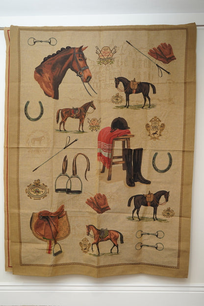 Large Equestrian Wall Tapestry – Dressage Horse Jacquard, European Made NEW