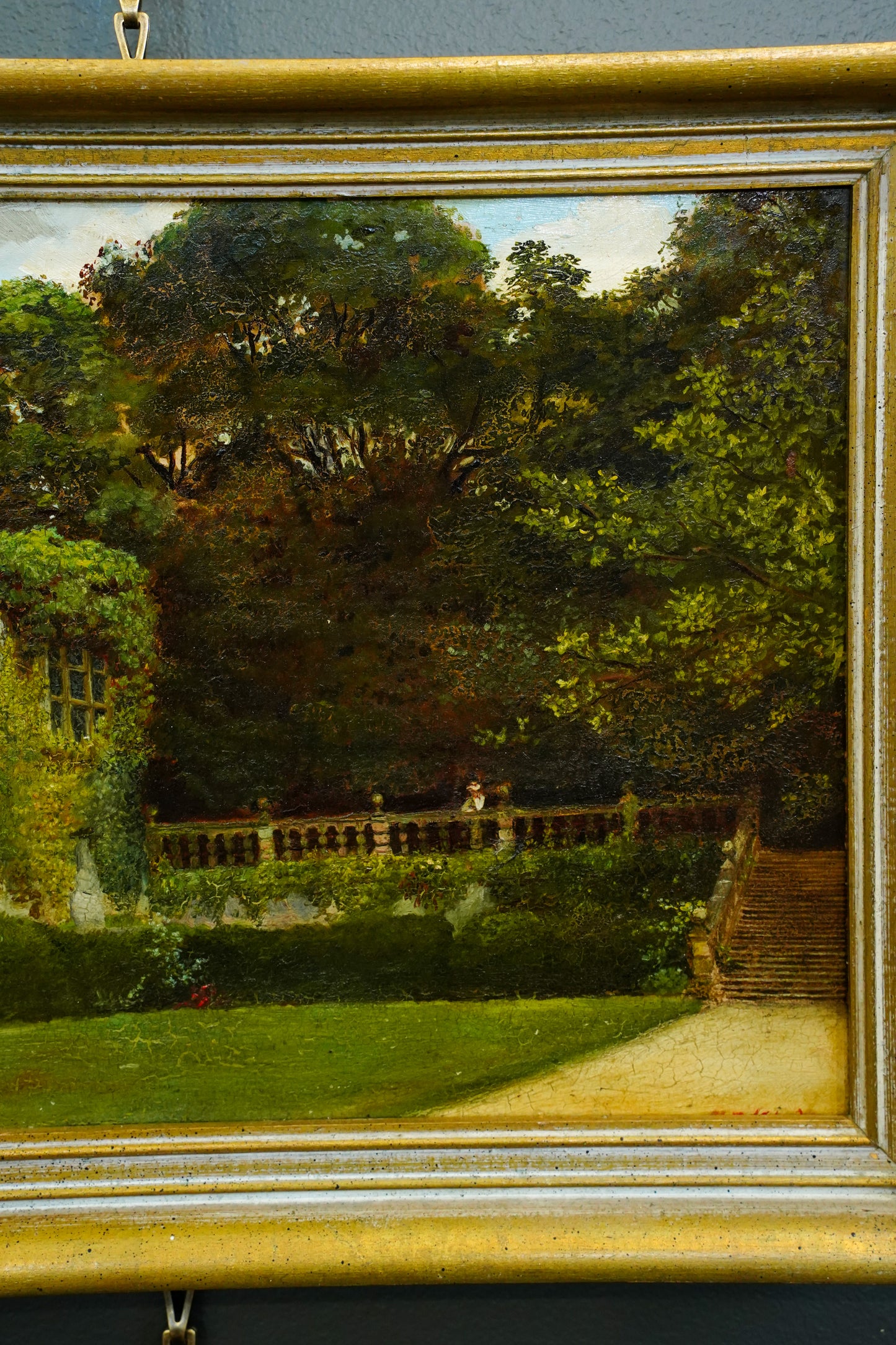 *RESERVED* Antique English Oil Painting of Haddon Hall, Derbyshire, Signed