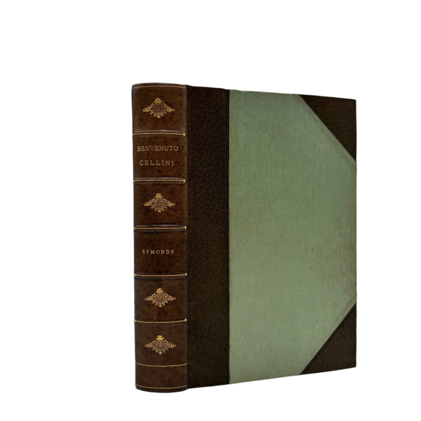 1911 "The Life of Benvenuto Cellini" Green Half Calf Leather Book, Illustrated