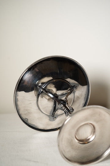 Antique Meriden Britannia Silverplate Aesthetic Movement Tazza with Etched Floral Dish