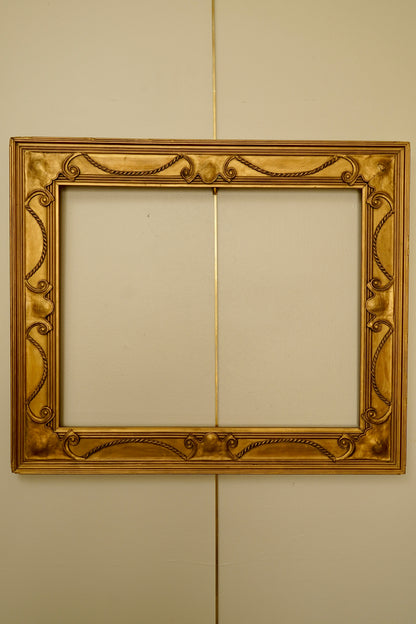 Antique Neoclassical Giltwood Frame with Rope & Cartouche Motifs, Late 19th Century