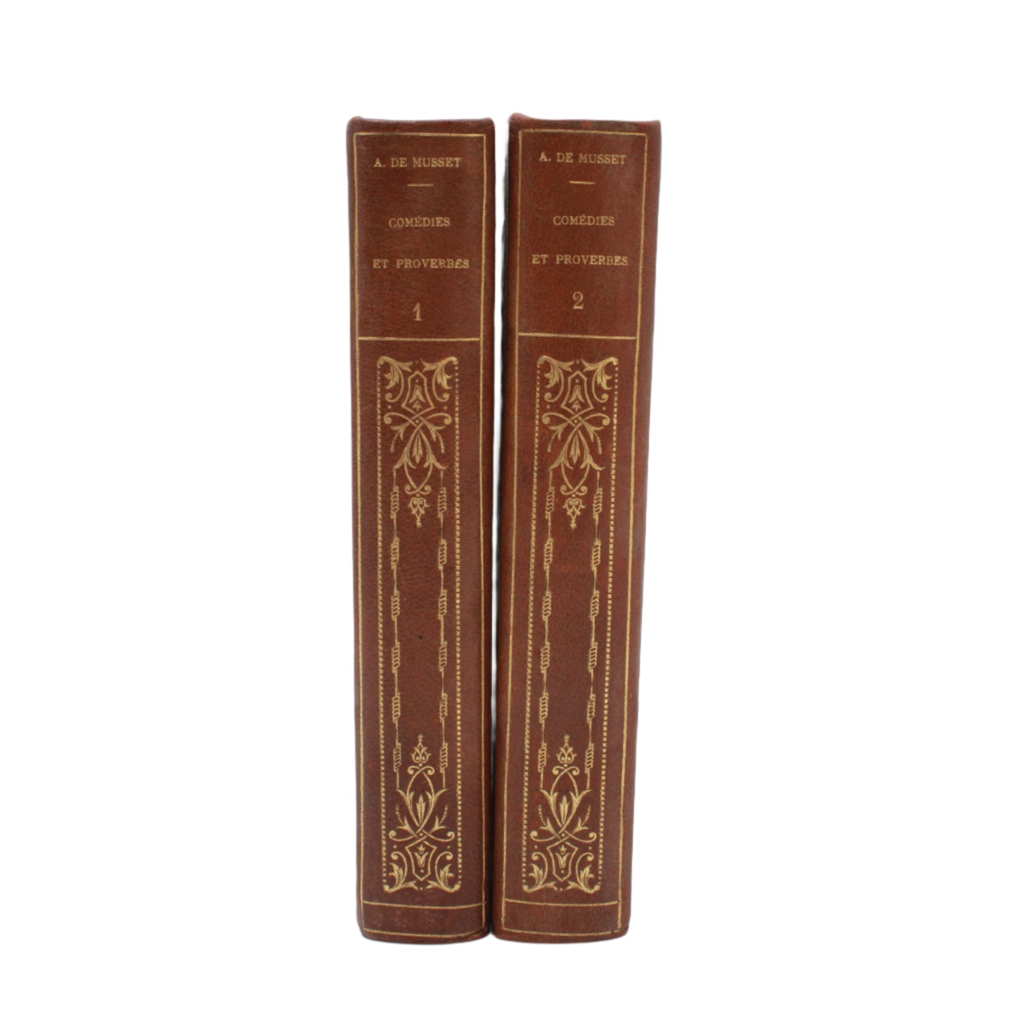 2 Vol. "Comédies et Proverbes" French Half Purple Leather Books