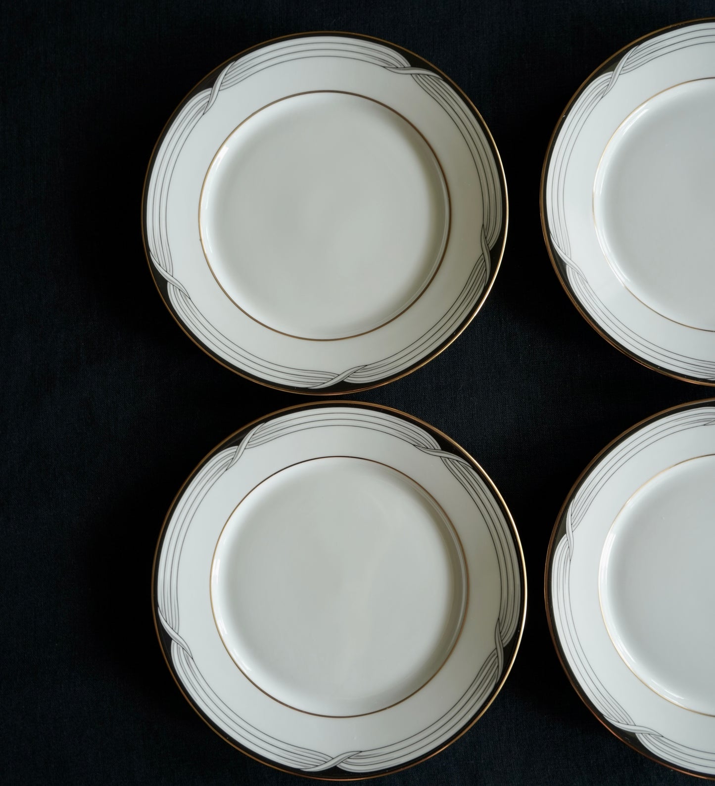 Lenox Black Tie Bread & Butter Plates – Set of 6, 6.5" Ivory China with 24k Gold Trim (Discontinued)