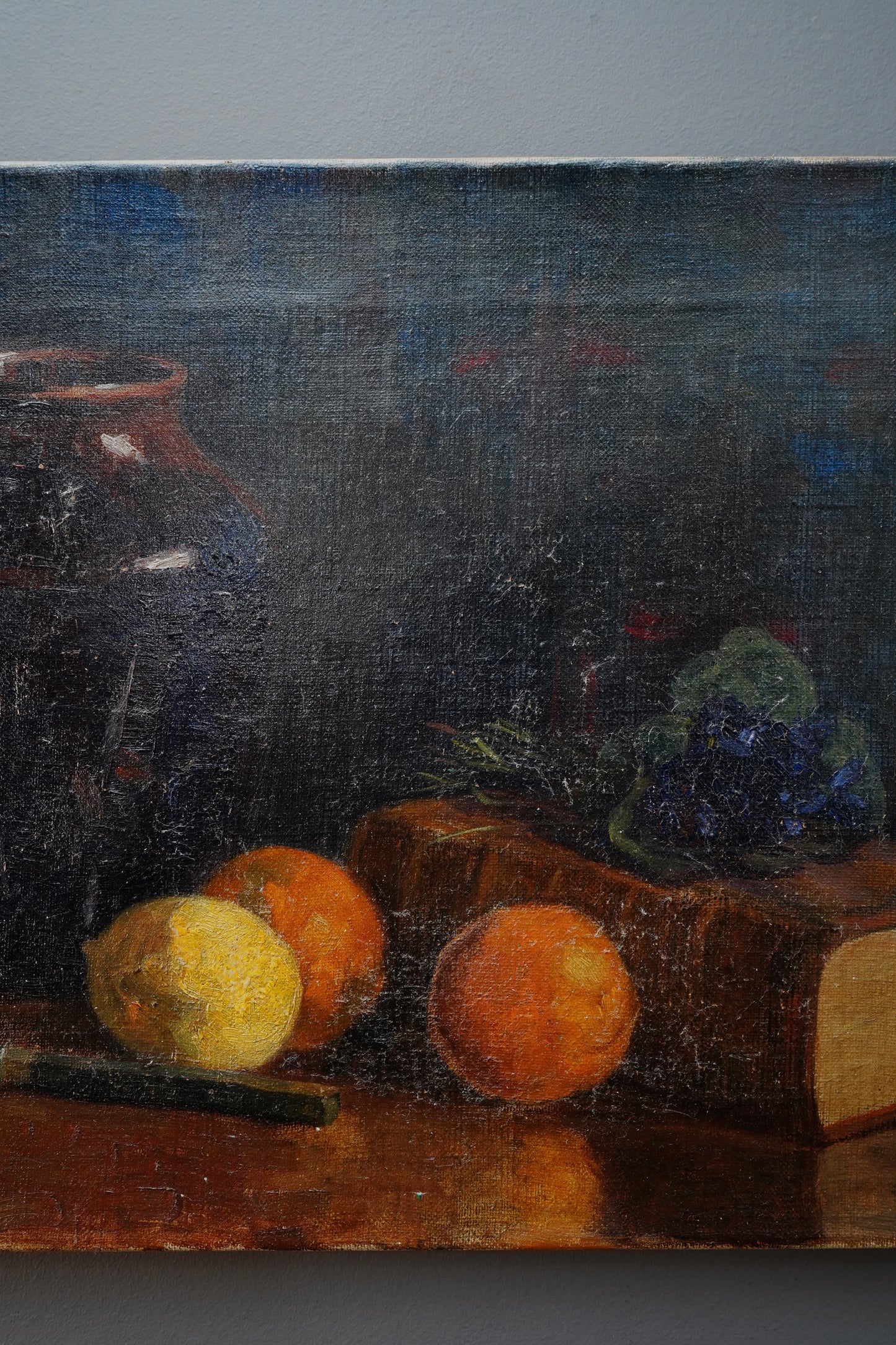 Antique 1904 Still Life Oil Painting on Canvas Signed K.E.