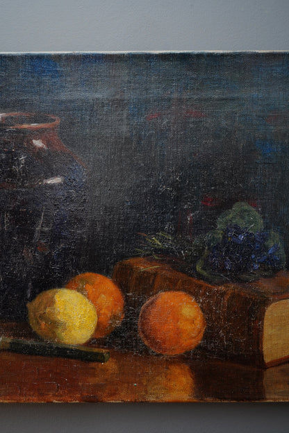 Antique 1904 Still Life Oil Painting on Canvas Signed K.E.