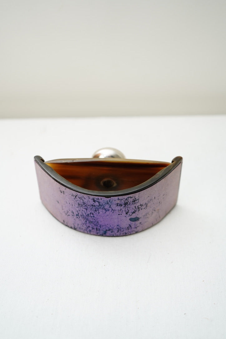 Antique Rocking Desk Ink Blotter, Horn and Hallmarked Silver Knop, English c. 1900