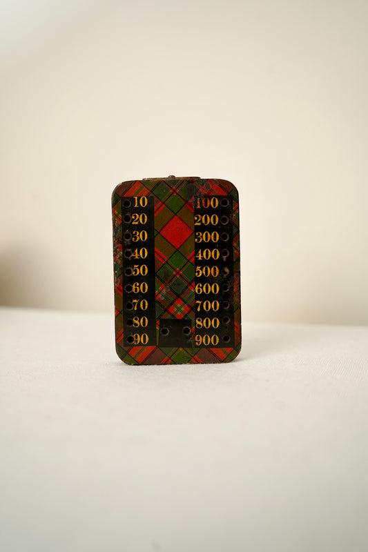 Victorian Scottish Tartanware Bezique Score Counter with Original Pegs, c. 1870–1900
