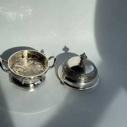 Antique 1880 Wilcox Silver-Plated Caviar or Butter Dish with Glass Insert