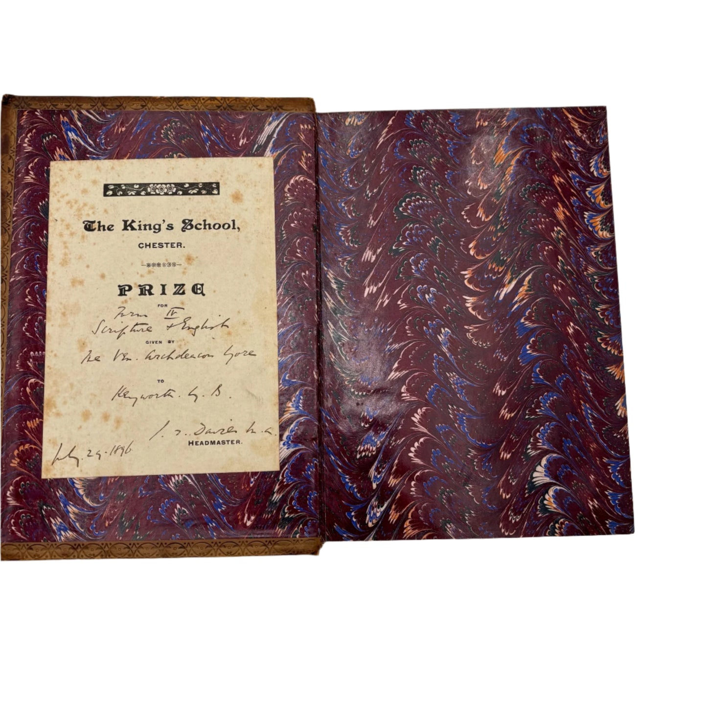 Antique History Book Palmyra and Zenobia by William Wright 1895 Full Calf Prize Binding with Royal Arms