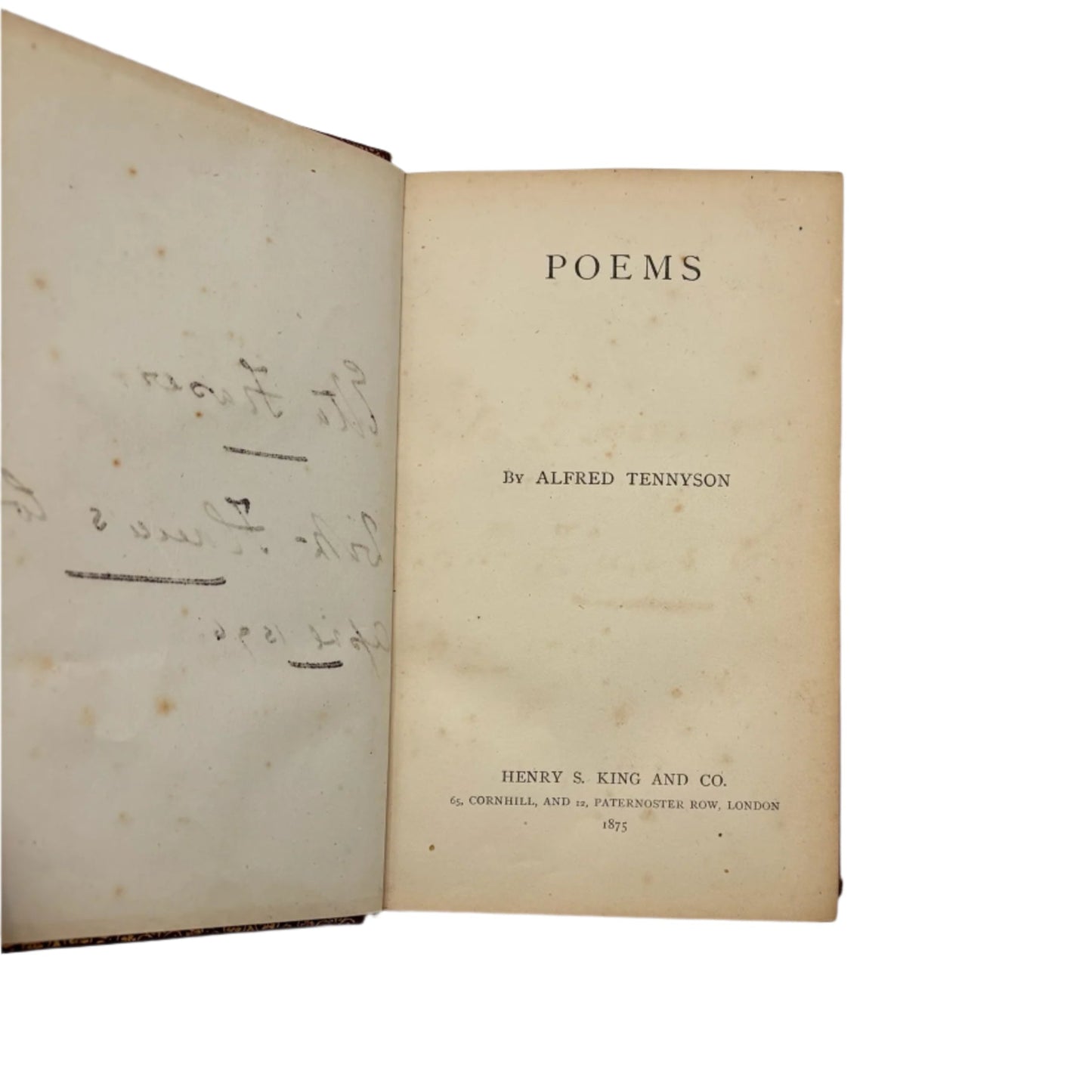 1875 "Poems" by Alfred Tennyson Red Fine Binding Full Leather Book, Antique Poetry Book