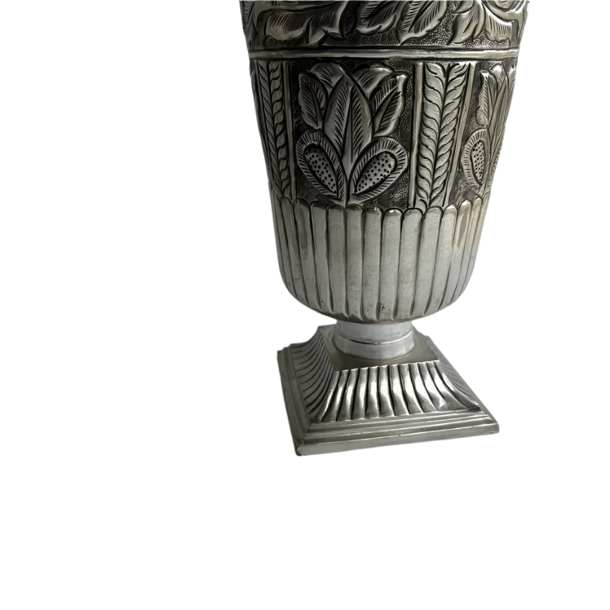 Large Pair of Vintage Silver Plated Repousse Urns