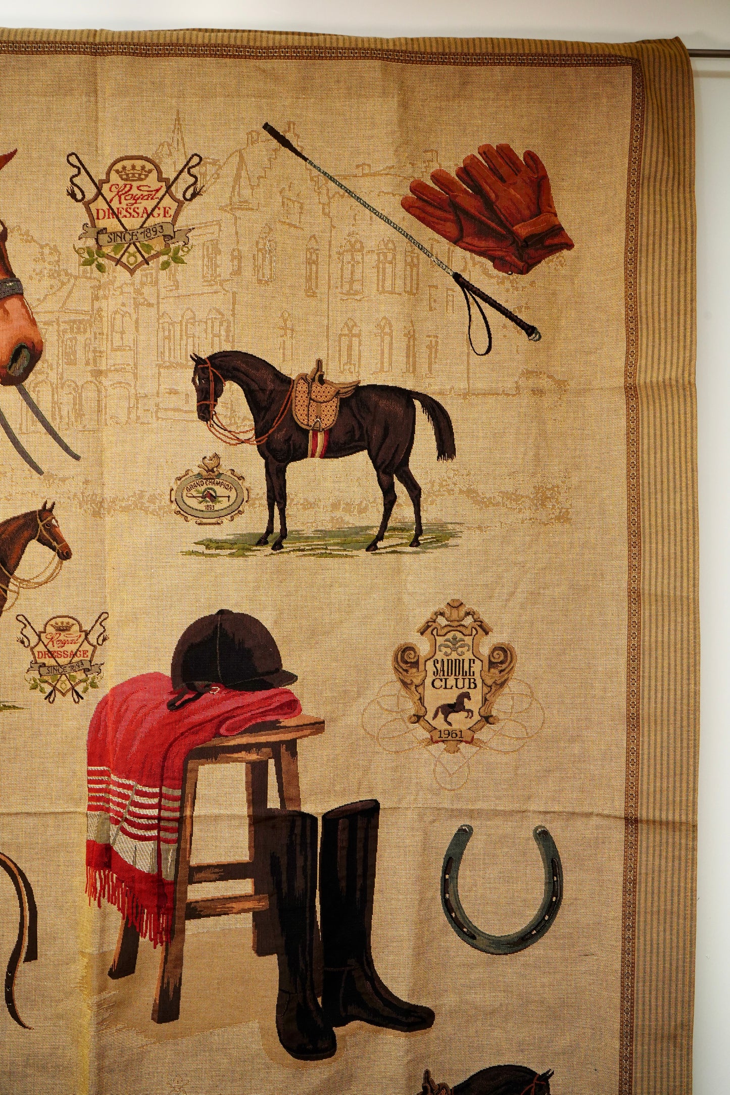 Large Equestrian Wall Tapestry – Dressage Horse Jacquard, European Made NEW