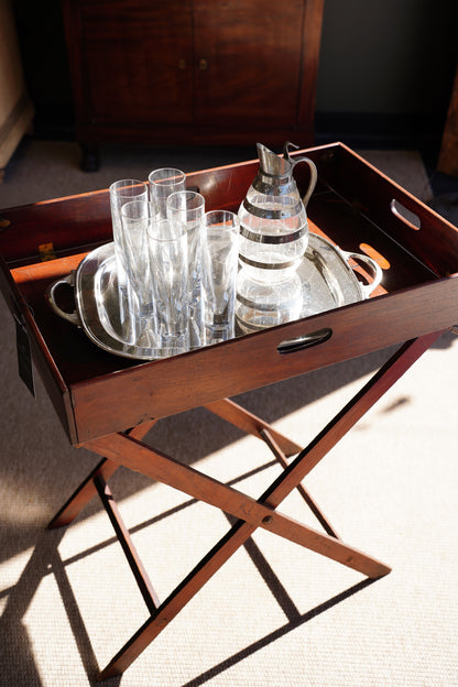 Antique English Campaign Mahogany Butlers Tray Table